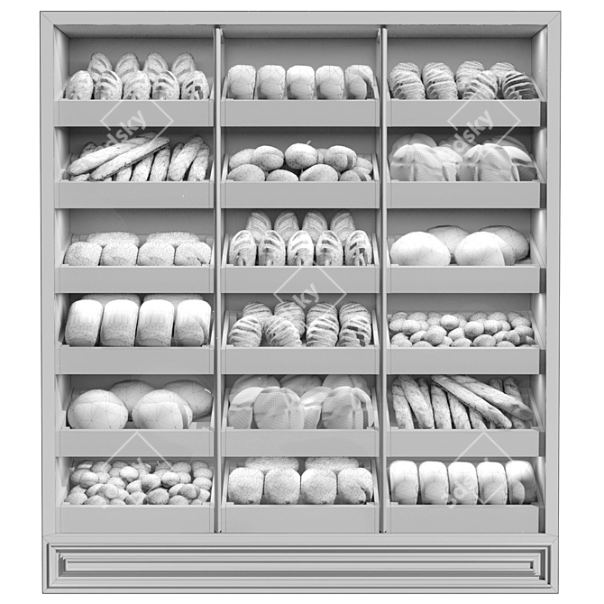 Bakery Display with Fresh Baked Bread 3D model image 2