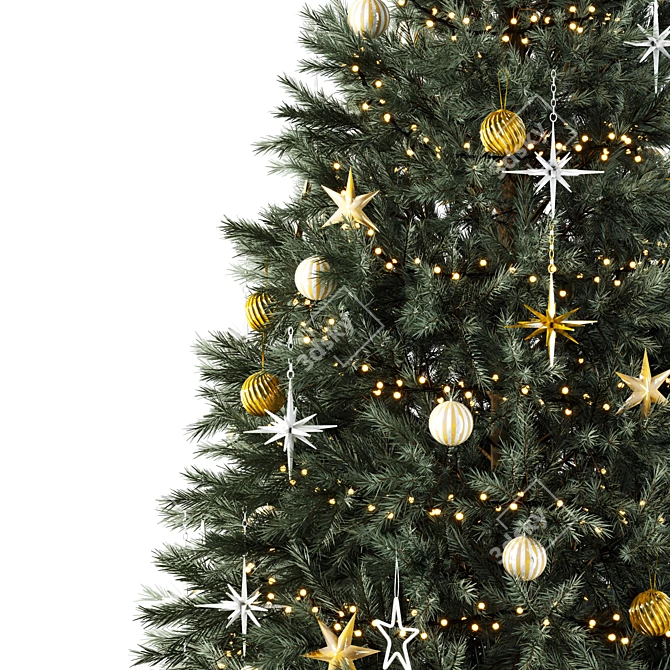 Christmas Tree Set with Decorations 3D model image 4