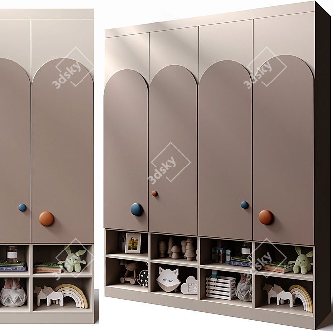 Custom Kids X-Shaped Wardrobe 3D model image 1
