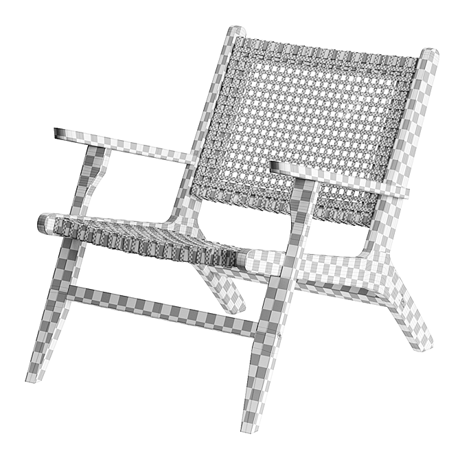 Acacia and Wicker Dining Chair 3D model image 4