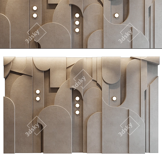 Unique Gypsum Wall Panel Set 3D model image 1