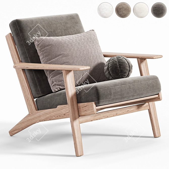 Vintage Armchair GE290 3D Model 3D model image 5