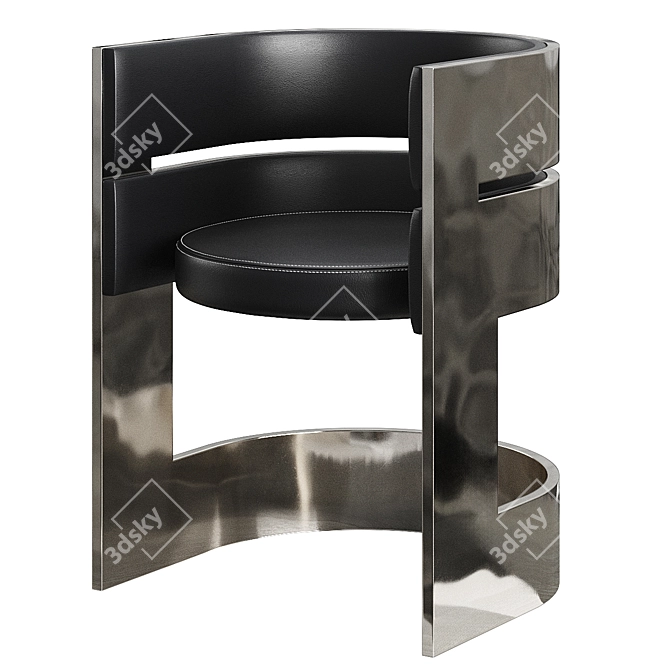 Silver Plate & Leather Chair 3D model image 1