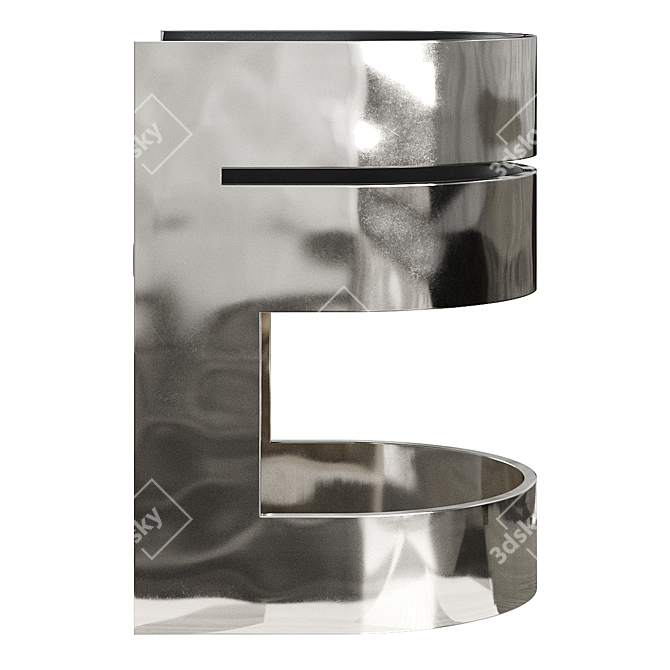 Silver Plate & Leather Chair 3D model image 2