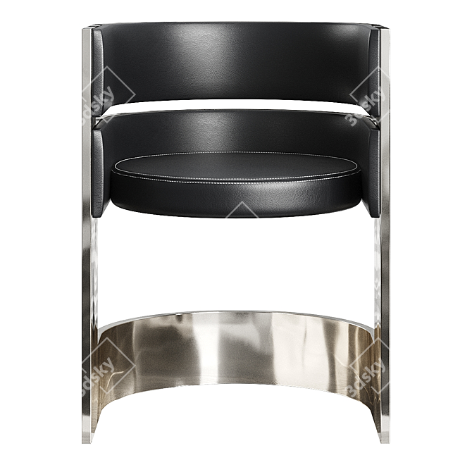 Silver Plate & Leather Chair 3D model image 3