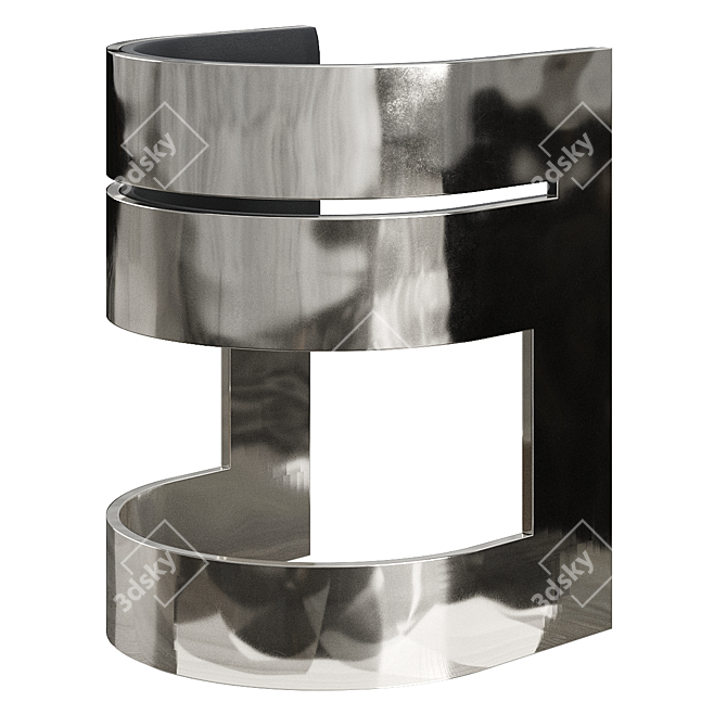 Silver Plate & Leather Chair 3D model image 4