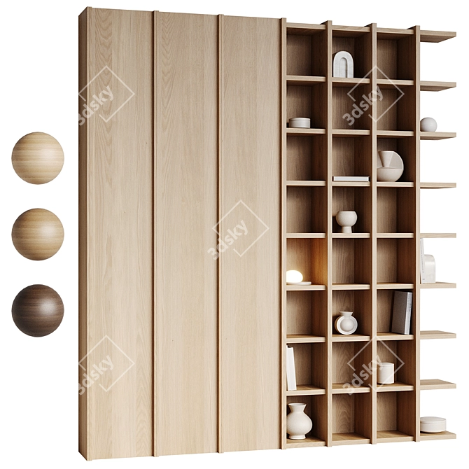 Japandi Shelving & Decor Objects 3D model image 1