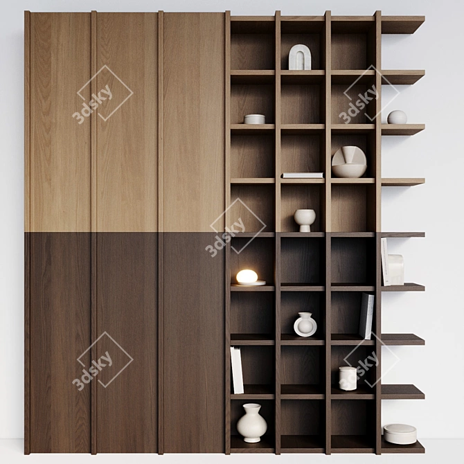 Japandi Shelving & Decor Objects 3D model image 4