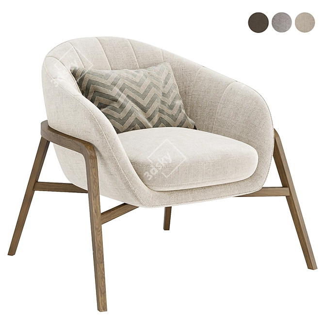 Elegant Cassia Armchair, TrioSetColor 3D model image 1