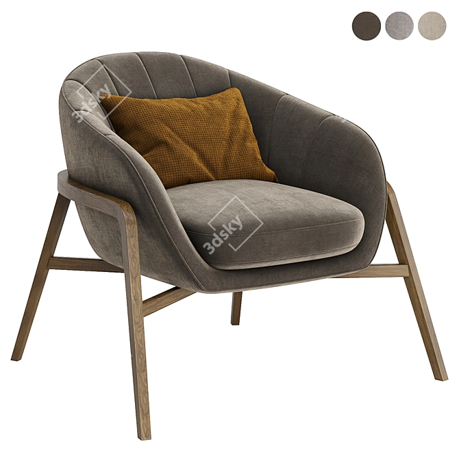 Elegant Cassia Armchair, TrioSetColor 3D model image 2