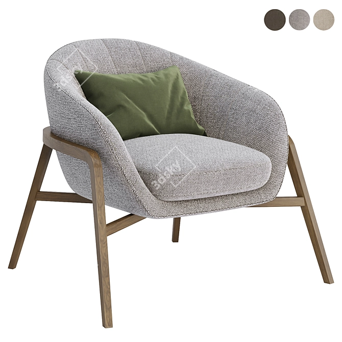 Elegant Cassia Armchair, TrioSetColor 3D model image 3