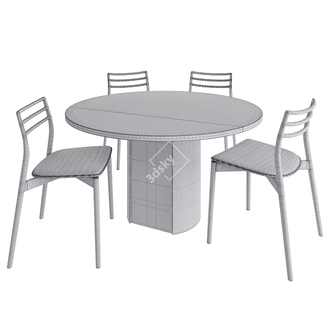 Modern Wood Table & Chair 3D model image 4
