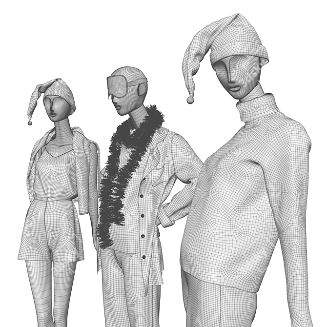  Festive Mannequins in Pajamas 3D model image 7