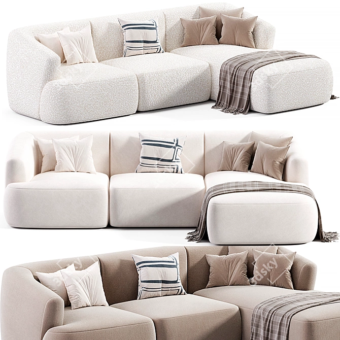 Modern Modular Corner Sofa Set 3D model image 2