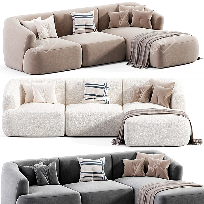 Modern Modular Corner Sofa Set 3D model image 3