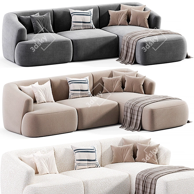 Modern Modular Corner Sofa Set 3D model image 4