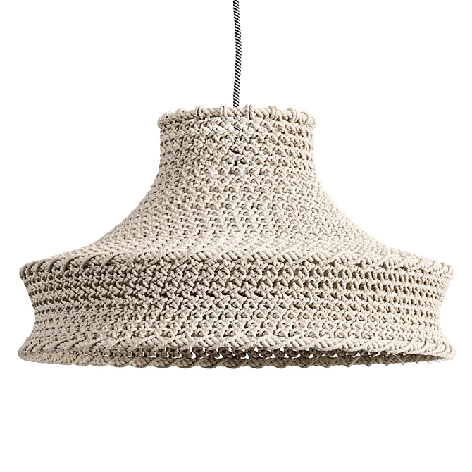 Handwoven White Rope Pendant Shade 3D model image 1