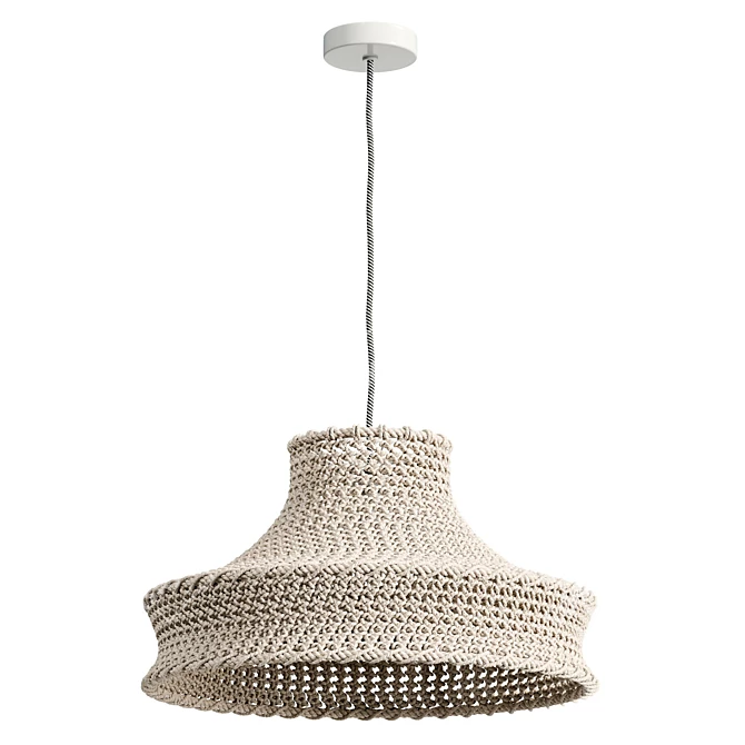 Handwoven White Rope Pendant Shade 3D model image 2