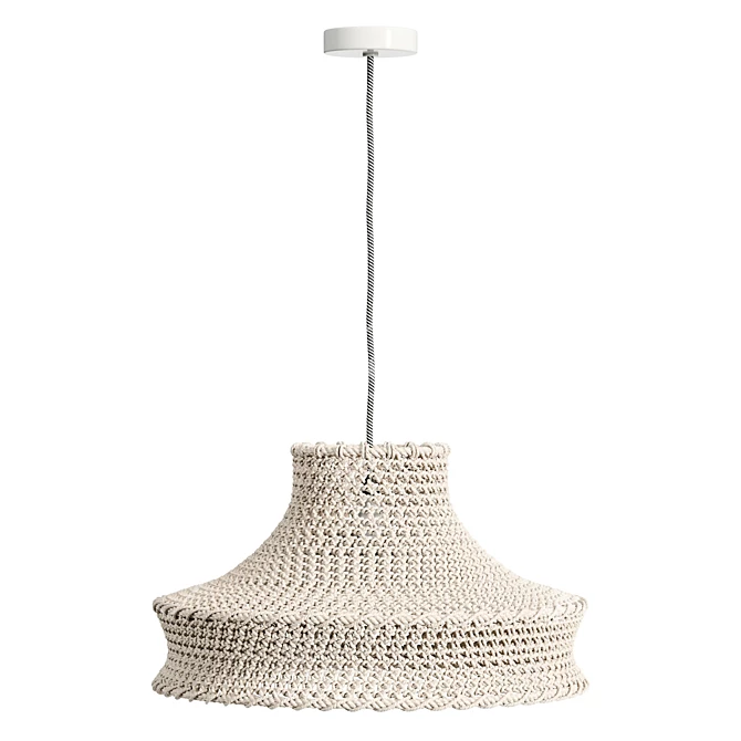 Handwoven White Rope Pendant Shade 3D model image 3