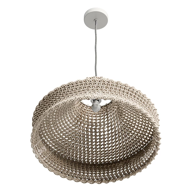 Handwoven White Rope Pendant Shade 3D model image 4