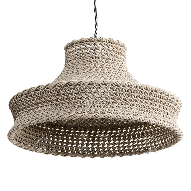 Handwoven White Rope Pendant Shade 3D model image 5