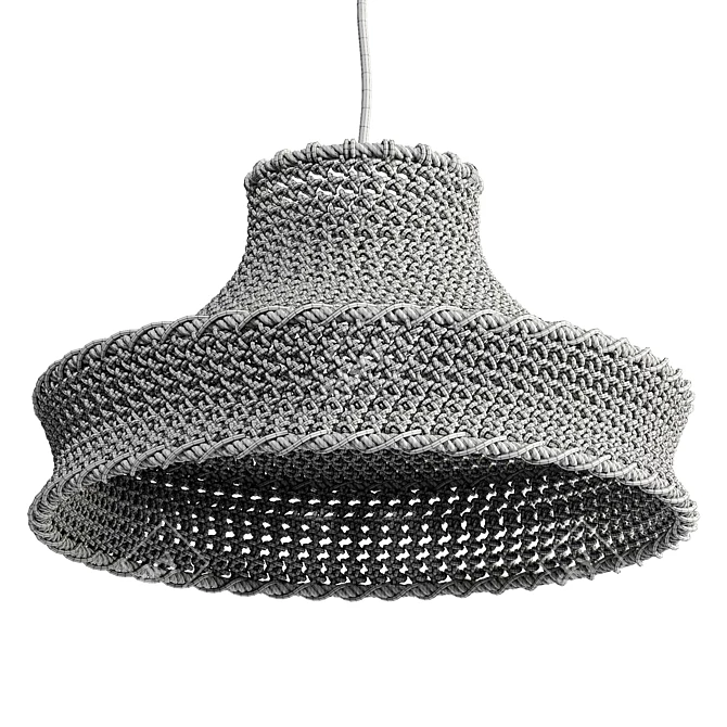 Handwoven White Rope Pendant Shade 3D model image 6