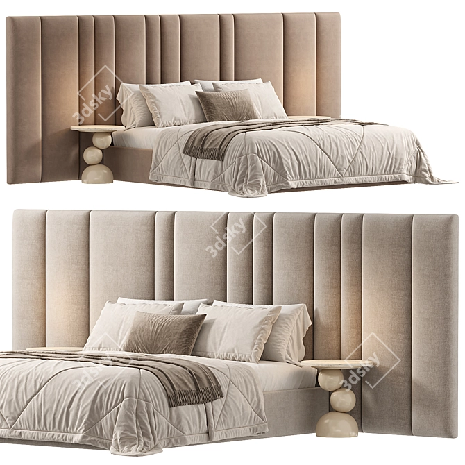 Desire Bed with Wide Headboard 3D model image 2