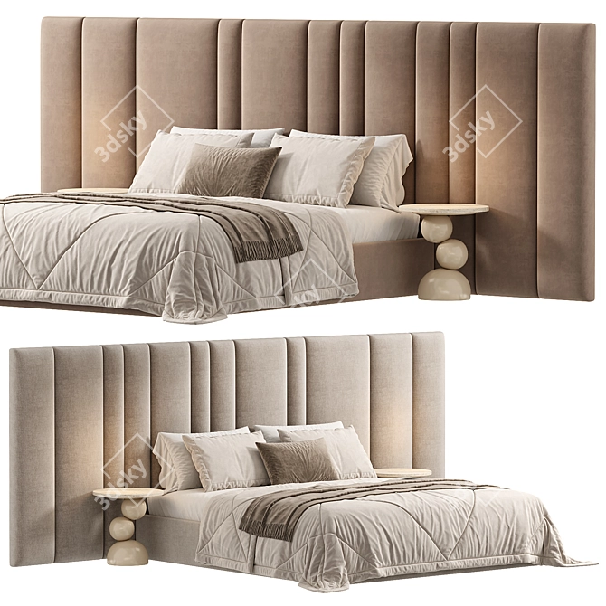 Desire Bed with Wide Headboard 3D model image 3