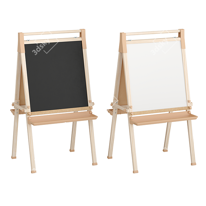 Kids School Art Easel with Marker and Chalk Board 3D model image 1