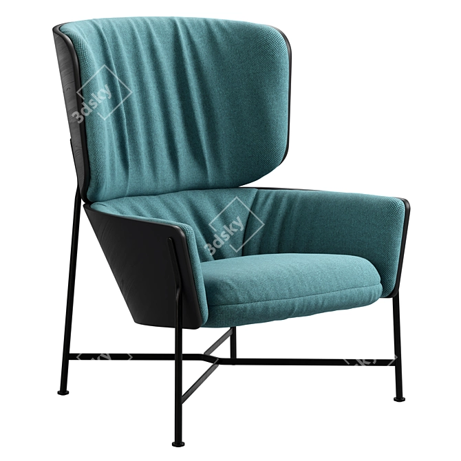 Modern Steel Frame Armchair 3D model image 1