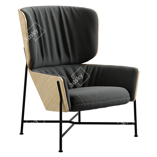 Modern Steel Frame Armchair 3D model image 3
