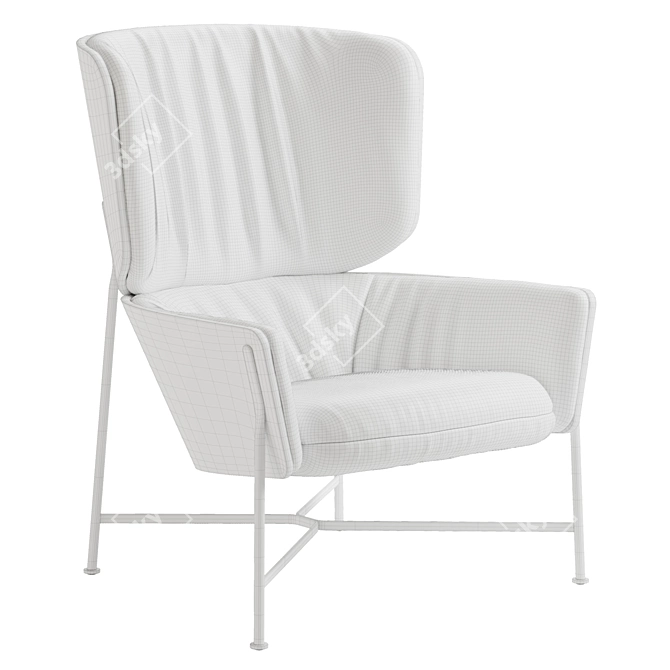 Modern Steel Frame Armchair 3D model image 4