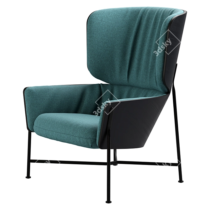 Modern Steel Frame Armchair 3D model image 5