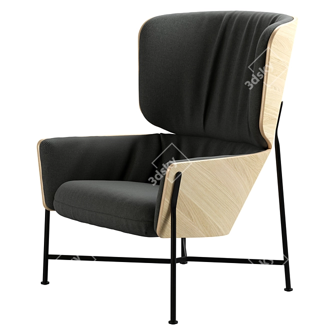 Modern Steel Frame Armchair 3D model image 6