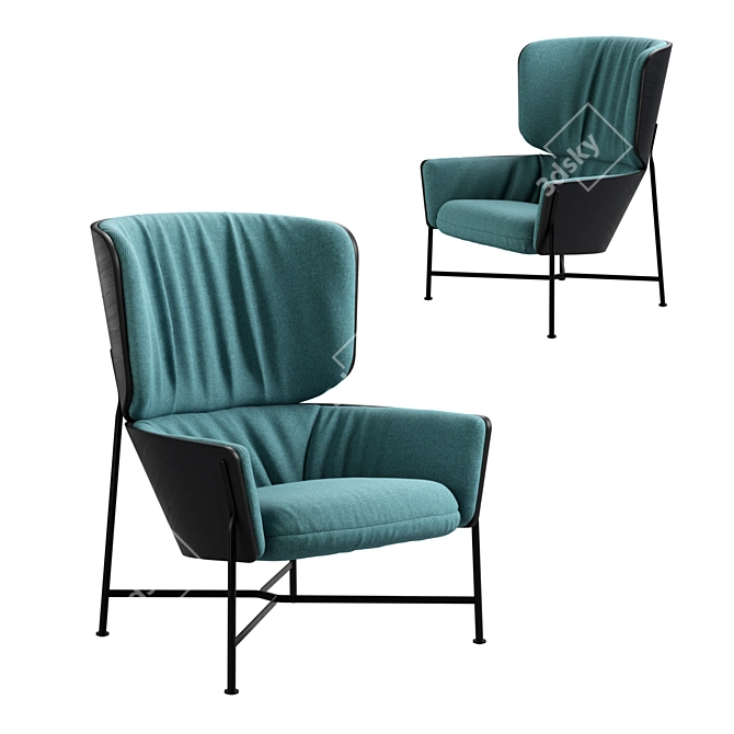 Modern Steel Frame Armchair 3D model image 7