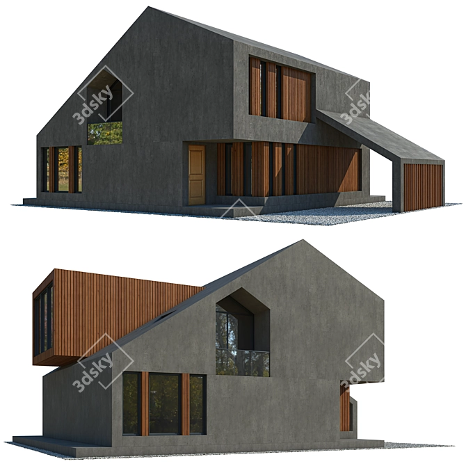 Modern Designer House 3D Model 3D model image 3