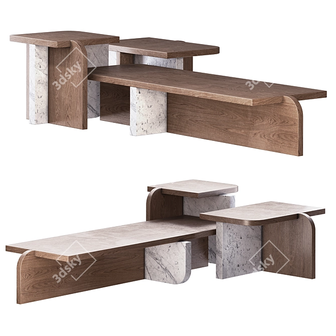 Offset Coffee Tables Collection: Sizes & Styles 3D model image 1