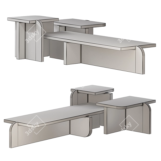 Offset Coffee Tables Collection: Sizes & Styles 3D model image 2