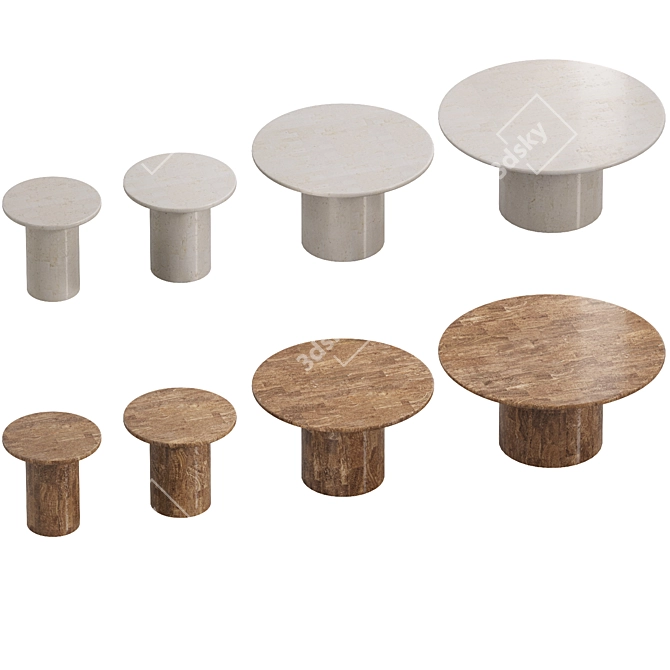 Modern Stone Dining Tables Set 3D model image 5