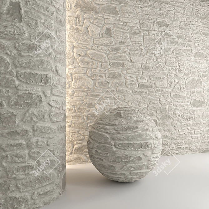 Stone Wall 3D Model Kit 3D model image 1