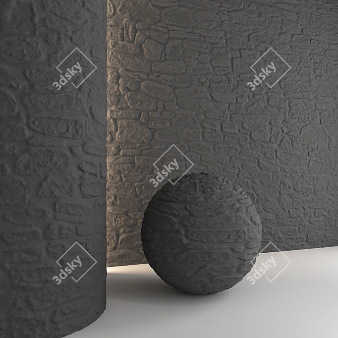 Stone Wall 3D Model Kit 3D model image 4