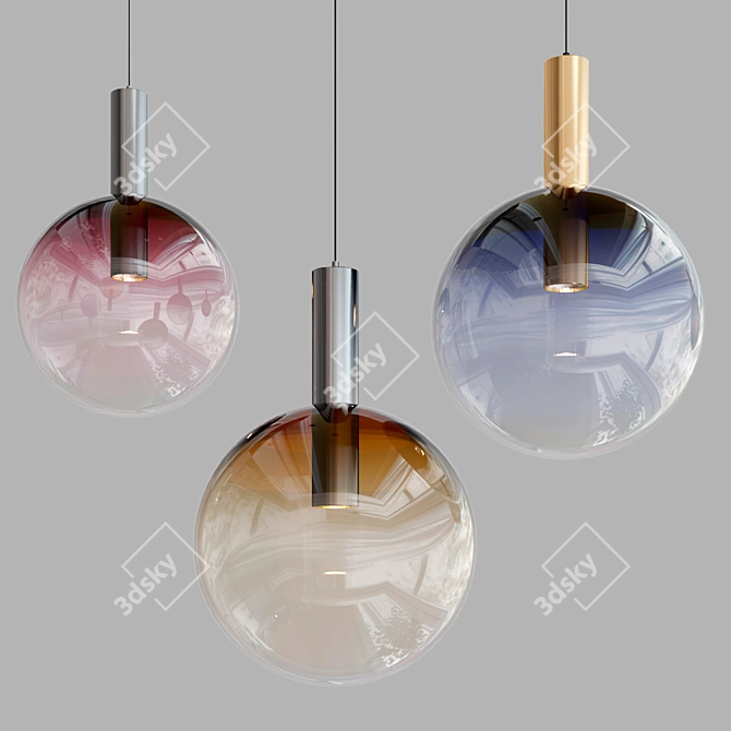 Elegant Blown Glass Pendant Lamp 3D model image 5