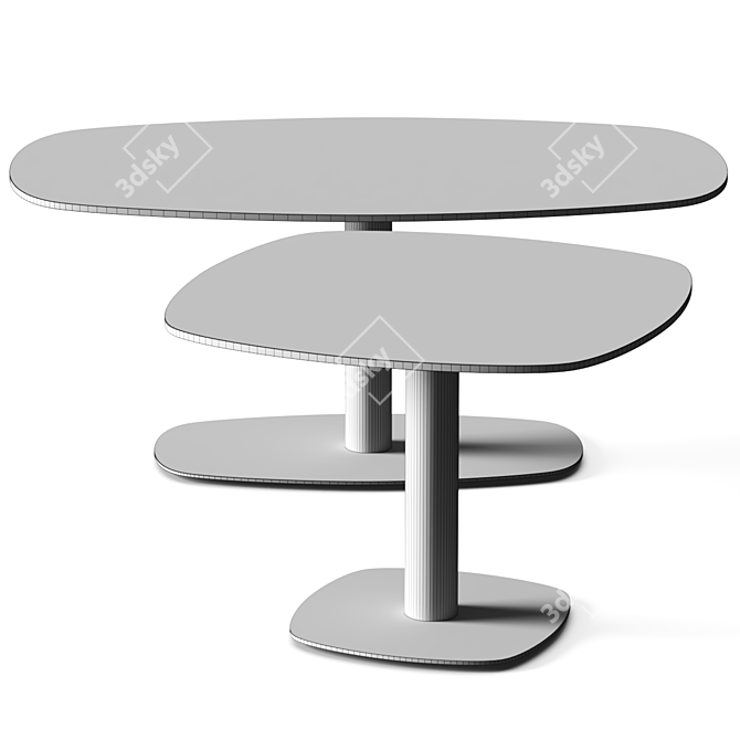 Modern Cement Outdoor Garden Table 3D model image 4