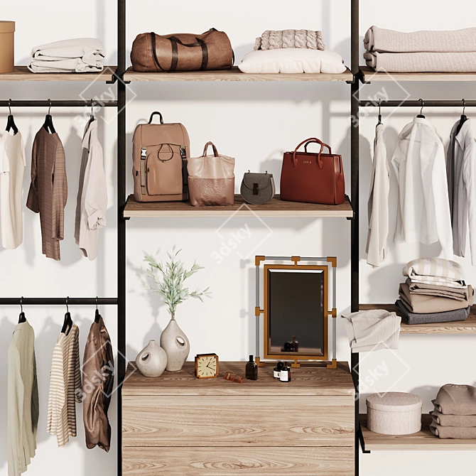 Wooden Wardrobe Organizer Set 3D model image 2