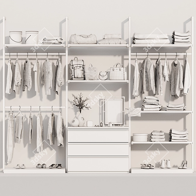 Wooden Wardrobe Organizer Set 3D model image 6