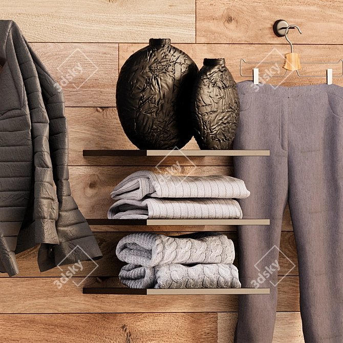 Wall-mounted Apparel Display Stand 3D model image 3