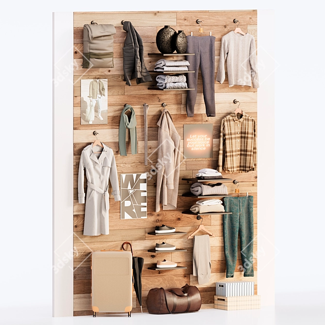 Wall-mounted Apparel Display Stand 3D model image 5