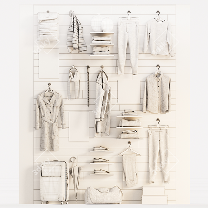 Wall-mounted Apparel Display Stand 3D model image 6