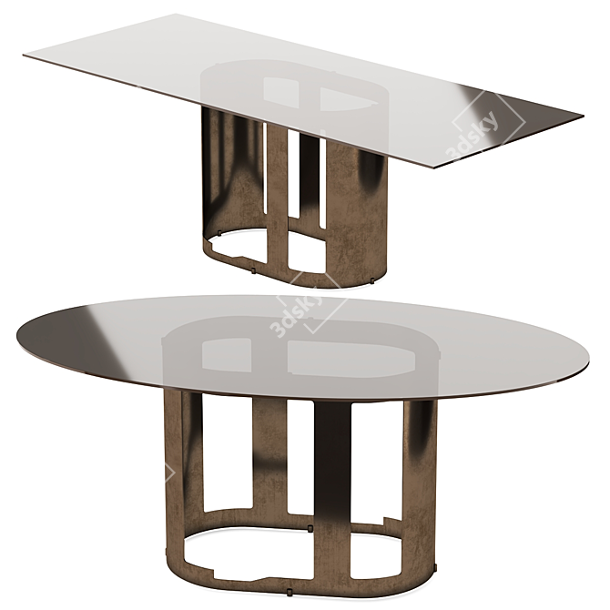 Sleek Glass Steel Table Set 3D model image 1