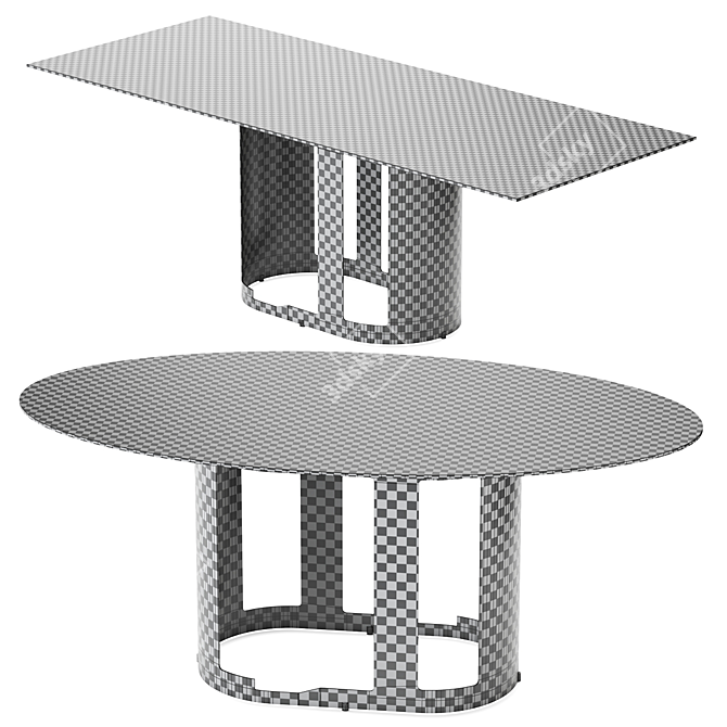 Sleek Glass Steel Table Set 3D model image 3